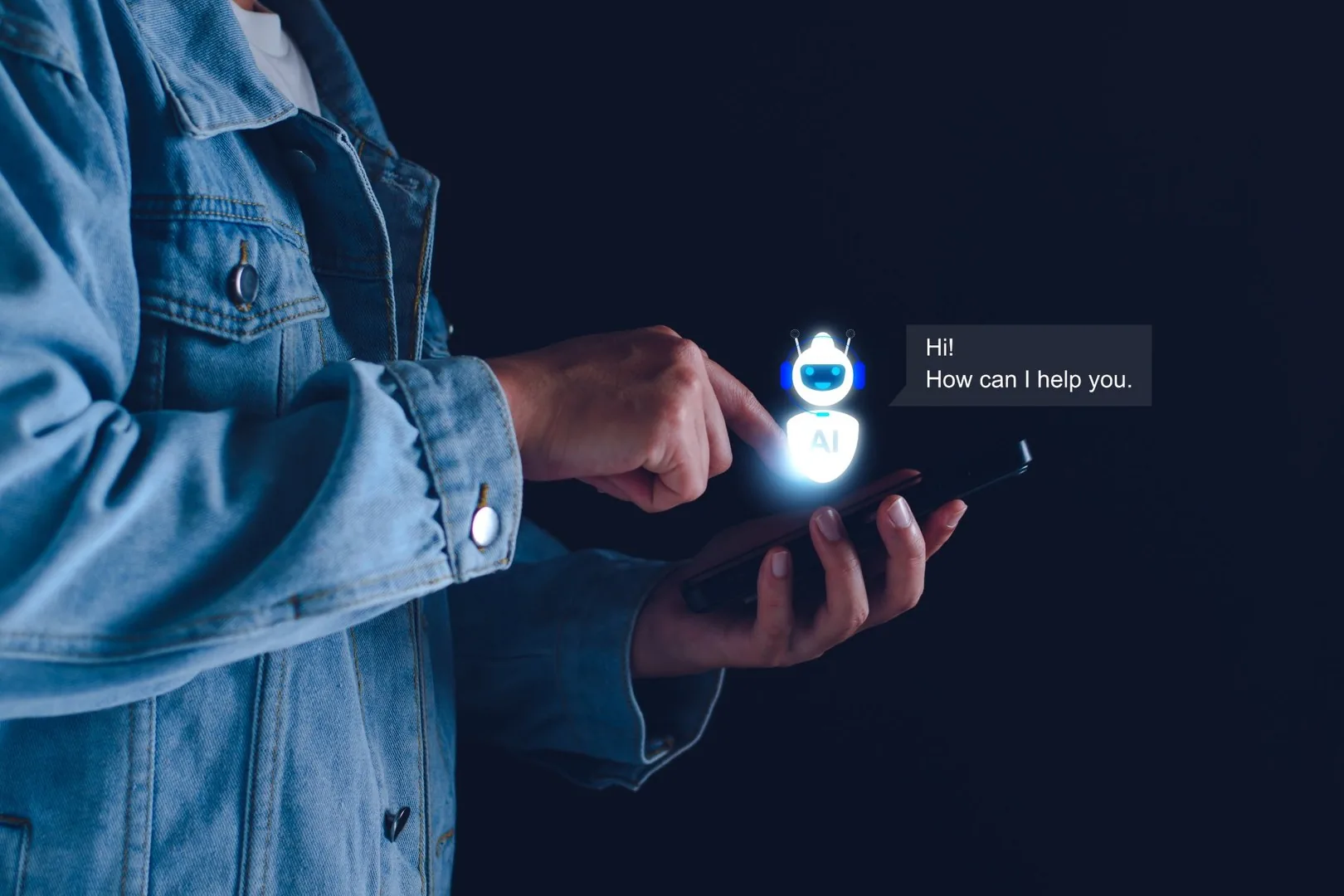 Conversational AI chatbot interface handling customer support queries