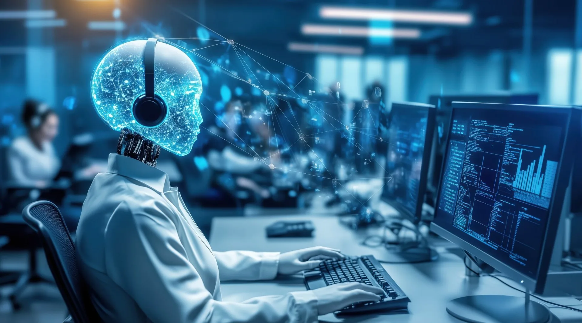 AI voice agent system managing inbound and outbound call flows